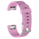 For Fitbit Charge 2 Common Texture Silicone Watch Band with Buckle, Size:L(Pink)