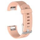 For Fitbit Charge 2 Common Texture Silicone Watch Band with Buckle, Size:L(Khaki)