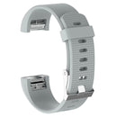 For Fitbit Charge 2 Common Texture Silicone Watch Band with Buckle, Size:L(Light Grey)
