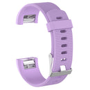 For Fitbit Charge 2 Common Texture Silicone Watch Band with Buckle, Size:L(Light Purple)