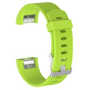 For Fitbit Charge 2 Common Texture Silicone Watch Band with Buckle, Size:L(Lime Green)