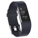For Fitbit Charge 2 Common Texture Silicone Watch Band with Buckle, Size:L(Black)