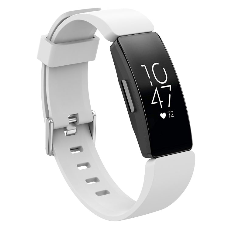 For Fitbit Inspire / Inspire HR Glossy Surface Silicone Watch Band, Size:S(White)