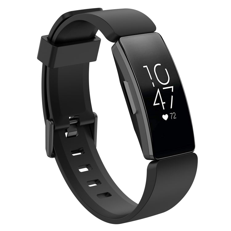 For Fitbit Inspire / Inspire HR Glossy Surface Silicone Watch Band, Size:S(Black)