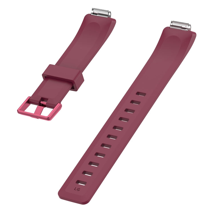 For Fitbit Inspire / Inspire HR Glossy Surface Silicone Watch Band, Size:S(Wine Red)
