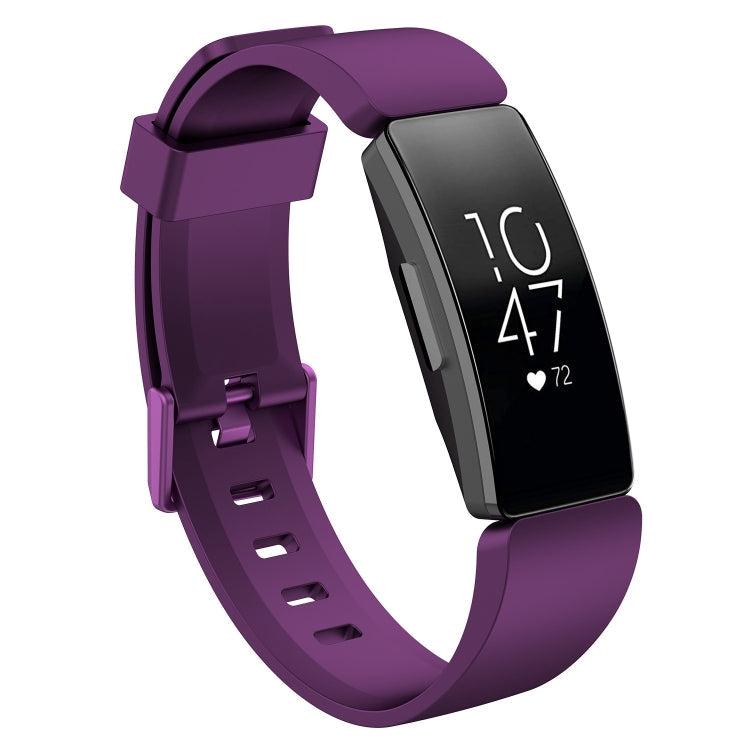 For Fitbit Inspire / Inspire HR Glossy Surface Silicone Watch Band, Size:S(Dark Purple)
