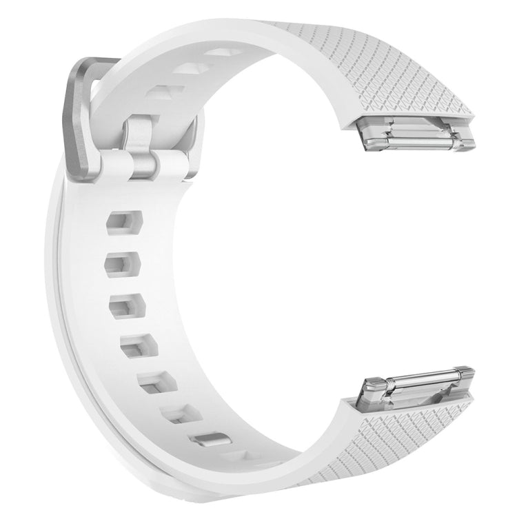 For Fitbit Ionic Herringbone Texture Silicone Watch Band with Buckle, Size:L(White)
