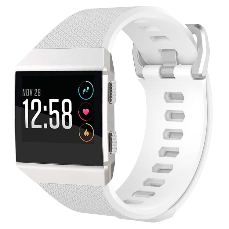 For Fitbit Ionic Herringbone Texture Silicone Watch Band with Buckle, Size:L(White)