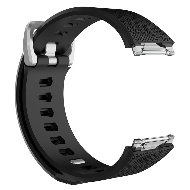 For Fitbit Ionic Herringbone Texture Silicone Watch Band with Buckle, Size:L(Black)