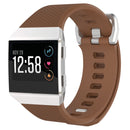 For Fitbit Ionic Herringbone Texture Silicone Watch Band with Buckle, Size:L(Coffee)