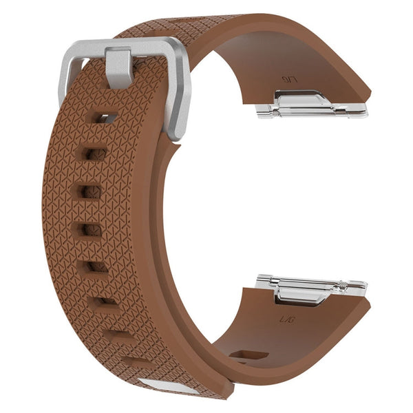 For Fitbit Ionic Herringbone Texture Silicone Watch Band with Buckle, Size:L(Coffee)