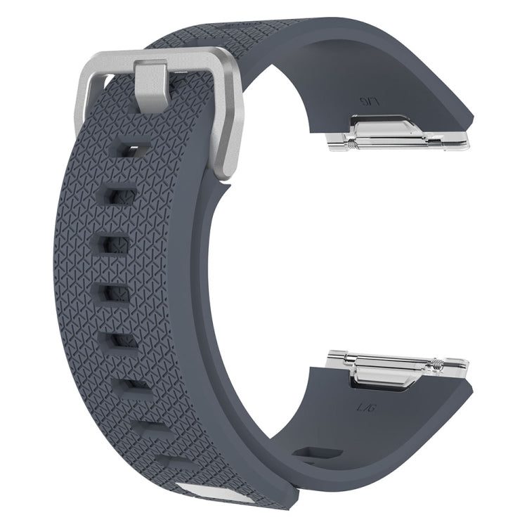 For Fitbit Ionic Herringbone Texture Silicone Watch Band with Buckle, Size:L(Dark Grey)