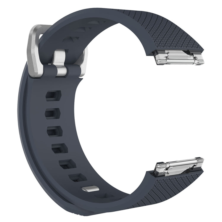 For Fitbit Ionic Herringbone Texture Silicone Watch Band with Buckle, Size:L(Dark Grey)
