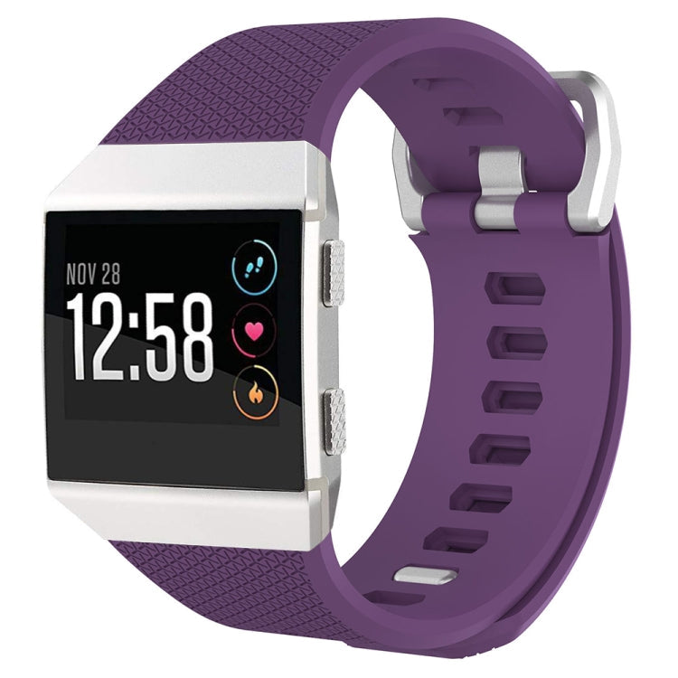 For Fitbit Ionic Herringbone Texture Silicone Watch Band with Buckle, Size:L(Dark Purple)