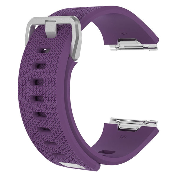 For Fitbit Ionic Herringbone Texture Silicone Watch Band with Buckle, Size:L(Dark Purple)