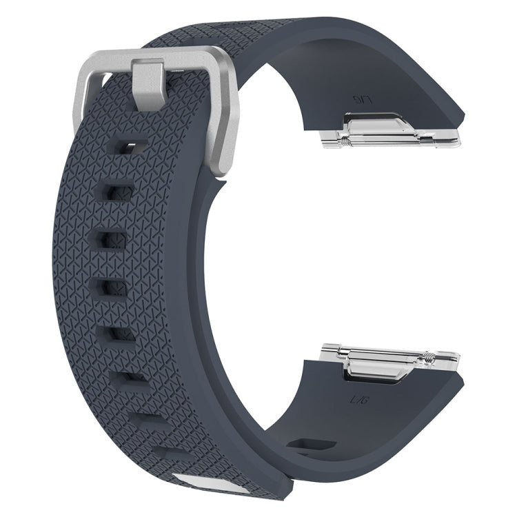 For Fitbit Ionic Herringbone Texture Silicone Watch Band with Buckle, Size:L(Blue Grey)