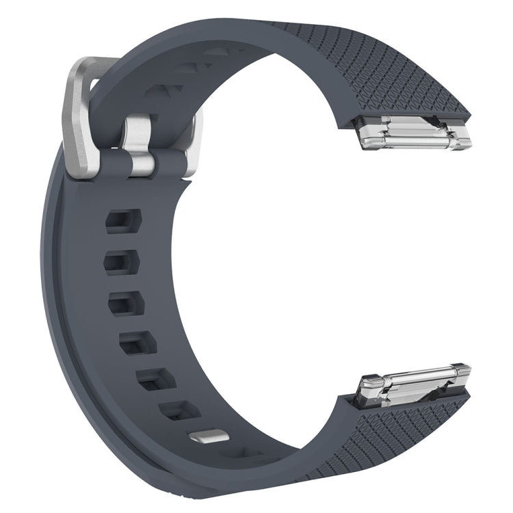 For Fitbit Ionic Herringbone Texture Silicone Watch Band with Buckle, Size:L(Blue Grey)