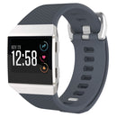For Fitbit Ionic Herringbone Texture Silicone Watch Band with Buckle, Size:L(Blue Grey)