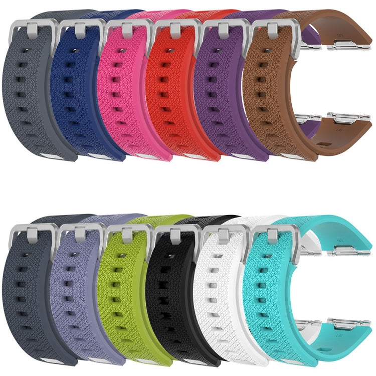 For Fitbit Ionic Herringbone Texture Silicone Watch Band with Buckle, Size:L(Blue Grey)
