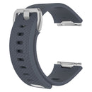 For Fitbit Ionic Herringbone Texture Silicone Watch Band with Buckle, Size:L(Blue Grey)