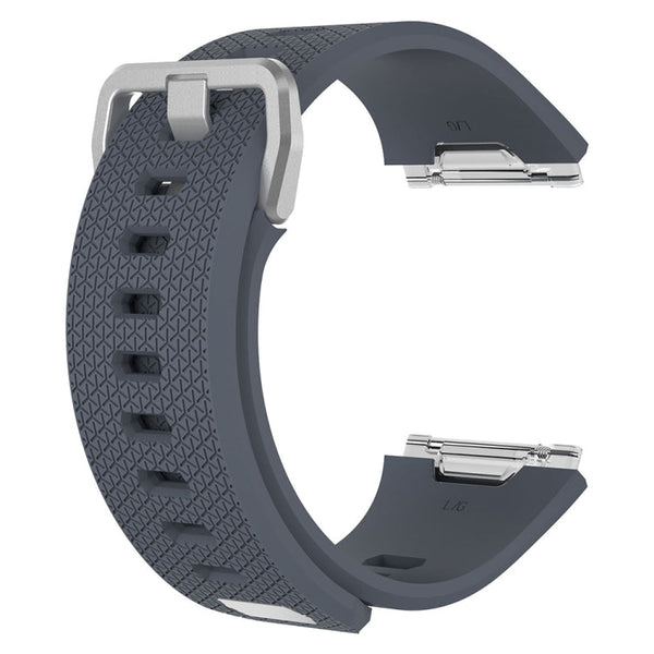 For Fitbit Ionic Herringbone Texture Silicone Watch Band with Buckle, Size:L(Blue Grey)