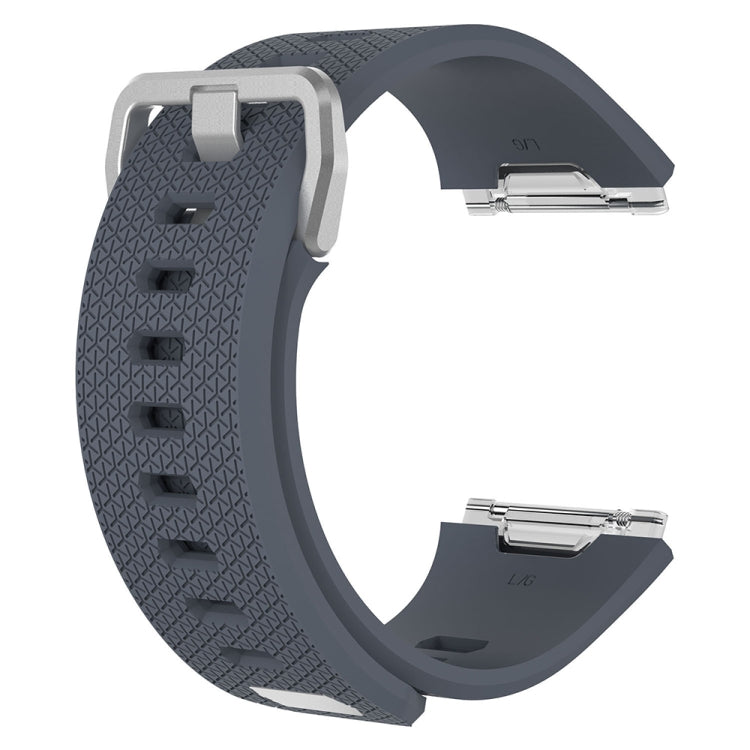 For Fitbit Ionic Herringbone Texture Silicone Watch Band with Buckle, Size:L(Blue Grey)