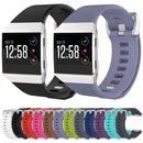 For Fitbit Ionic Herringbone Texture Silicone Watch Band with Buckle, Size:L(Blue Grey)