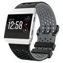 For Fitbit Ionic Two-tone Silicone Watch Band with Buckle, Size:S(Black + Grey)