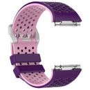 For Fitbit Ionic Two-tone Silicone Watch Band with Buckle, Size:S(Purple + Pink)