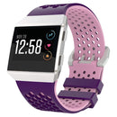 For Fitbit Ionic Two-tone Silicone Watch Band with Buckle, Size:S(Purple + Pink)