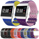 For Fitbit Ionic Two-tone Silicone Watch Band with Buckle, Size:S(Purple + Pink)