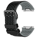 For Fitbit Ionic Two-tone Silicone Watch Band with Buckle, Size:L(Black + Grey)