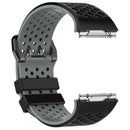 For Fitbit Ionic Two-tone Silicone Watch Band with Buckle, Size:L(Black + Grey)