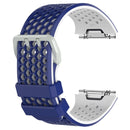 For Fitbit Ionic Two-tone Silicone Watch Band with Buckle, Size:L(Dark Blue + White)