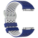 For Fitbit Ionic Two-tone Silicone Watch Band with Buckle, Size:L(Dark Blue + White)