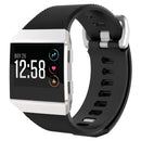 For Fitbit Ionic Twill Texture Silicone Watch Band with Buckle, Size:L(Black)