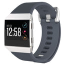 For Fitbit Ionic Twill Texture Silicone Watch Band with Buckle, Size:L(Blue Grey)