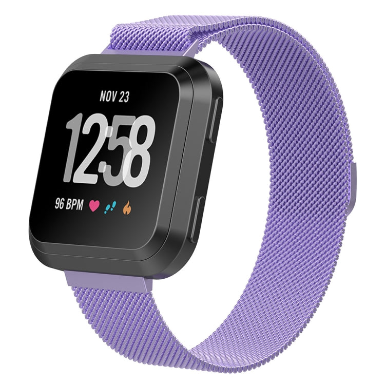 For Fitbit Versa Milanese Watch Band, Size:S(Purple)