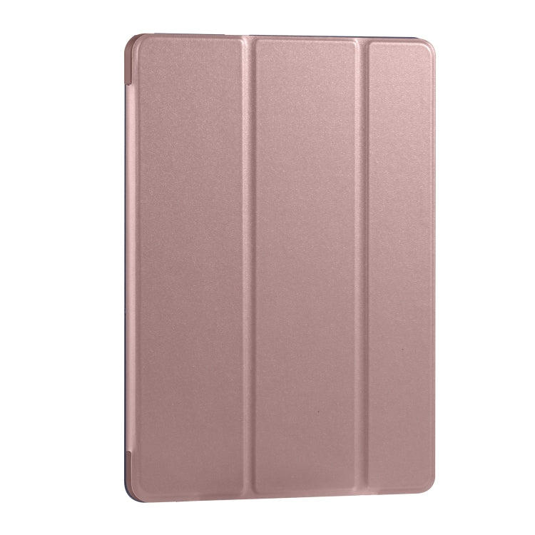Huawei MediaPad T5 10 inch 3-folding Horizontal Flip PU Leather + Shockproof Honeycomb TPU Case with Holder(Rose Gold)