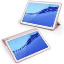 Huawei MediaPad T5 10 inch 3-folding Horizontal Flip PU Leather + Shockproof Honeycomb TPU Case with Holder(Rose Gold)