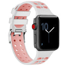 For Apple Watch Series 7 41mm / 6 & SE & 5 & 4 40mm / 3 & 2 & 1 38mm Two-color Double-breasted Silicone Watch Band(White Pink)