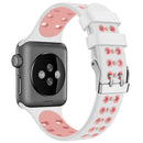 For Apple Watch Series 7 41mm / 6 & SE & 5 & 4 40mm / 3 & 2 & 1 38mm Two-color Double-breasted Silicone Watch Band(White Pink)
