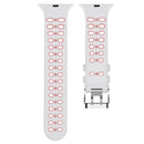For Apple Watch Series 7 41mm / 6 & SE & 5 & 4 40mm / 3 & 2 & 1 38mm Two-color Double-breasted Silicone Watch Band(White Pink)