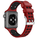 For Apple Watch Series 7 41mm / 6 & SE & 5 & 4 40mm / 3 & 2 & 1 38mm Two-color Double-breasted Silicone Watch Band(Red Black)