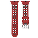 For Apple Watch Series 7 41mm / 6 & SE & 5 & 4 40mm / 3 & 2 & 1 38mm Two-color Double-breasted Silicone Watch Band(Red Black)