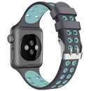 For Apple Watch Series 7 41mm / 6 & SE & 5 & 4 40mm / 3 & 2 & 1 38mm Two-color Double-breasted Silicone Watch Band(Gray Green)