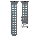 For Apple Watch Series 7 41mm / 6 & SE & 5 & 4 40mm / 3 & 2 & 1 38mm Two-color Double-breasted Silicone Watch Band(Gray Green)
