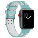 For Apple Watch Series 7 41mm / 6 & SE & 5 & 4 40mm / 3 & 2 & 1 38mm Two-color Double-breasted Silicone Watch Band(Green White)
