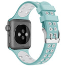 For Apple Watch Series 7 41mm / 6 & SE & 5 & 4 40mm / 3 & 2 & 1 38mm Two-color Double-breasted Silicone Watch Band(Green White)