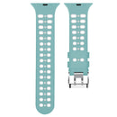 For Apple Watch Series 7 41mm / 6 & SE & 5 & 4 40mm / 3 & 2 & 1 38mm Two-color Double-breasted Silicone Watch Band(Green White)